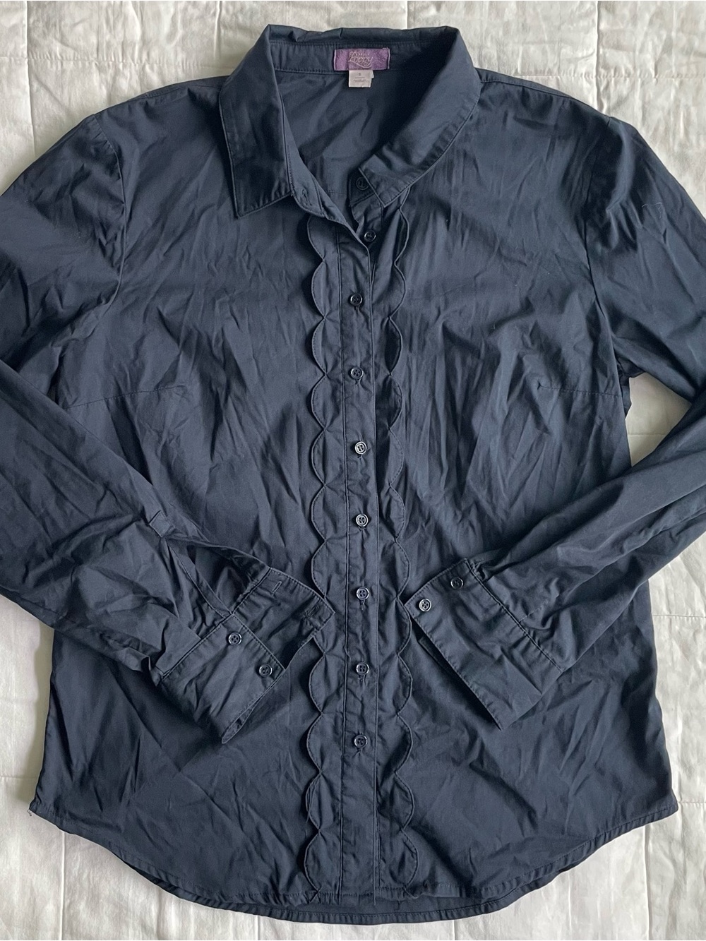 Truly Poppy Navy Blue Buttoned Dress Shirt - S